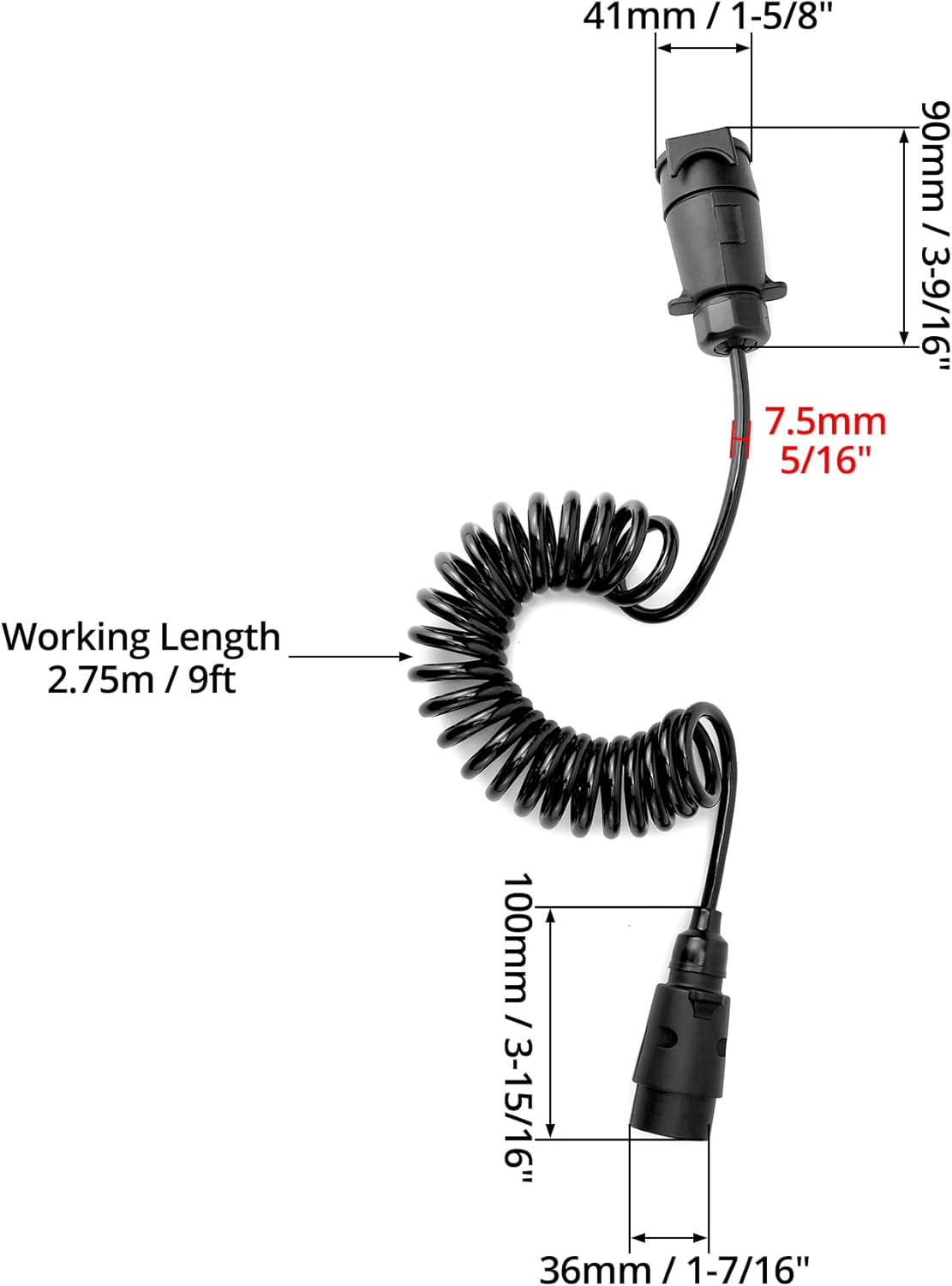 QWORK® 3 Meter 7 Pin Trailer Light Board Extension